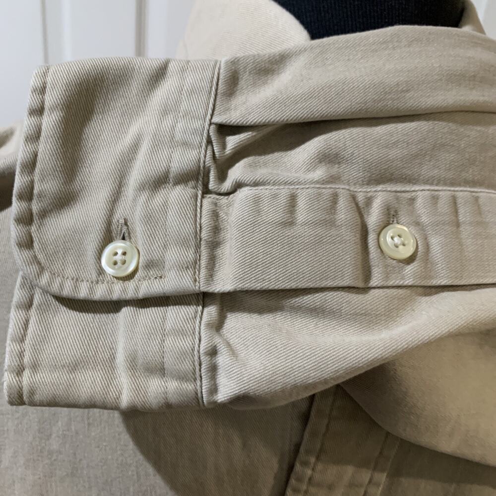 Ralph Lauren Men’s Long Sleeve Button Up Tan Shirt Size Large - Picture 3 of 4